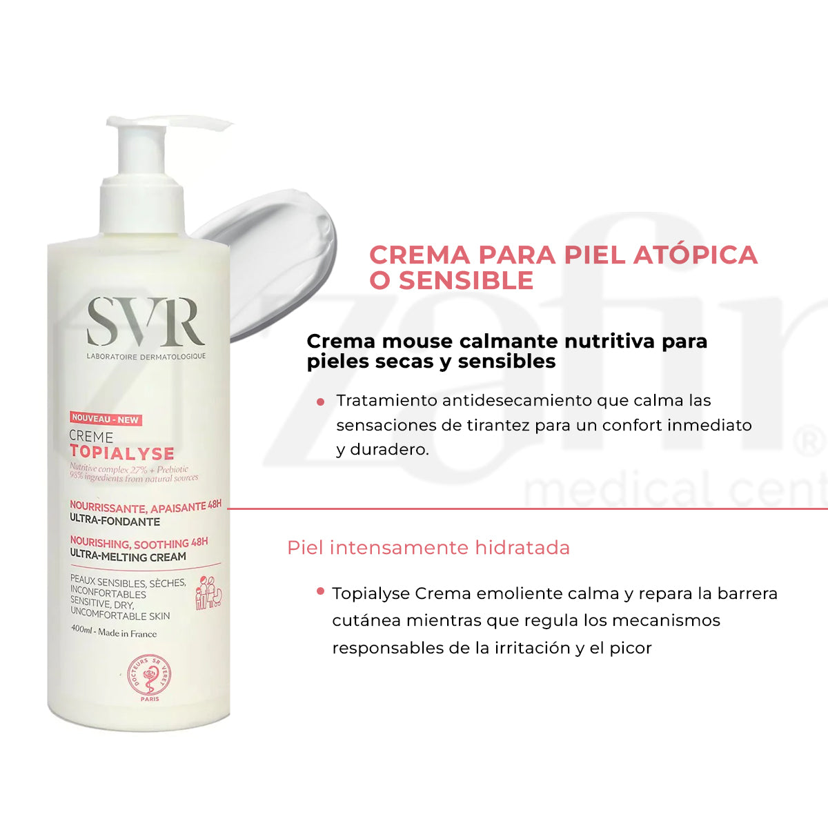 Crema Corporal Svr Topialyse Hidratación Piel Sensible Seca - Zafir Medical Center