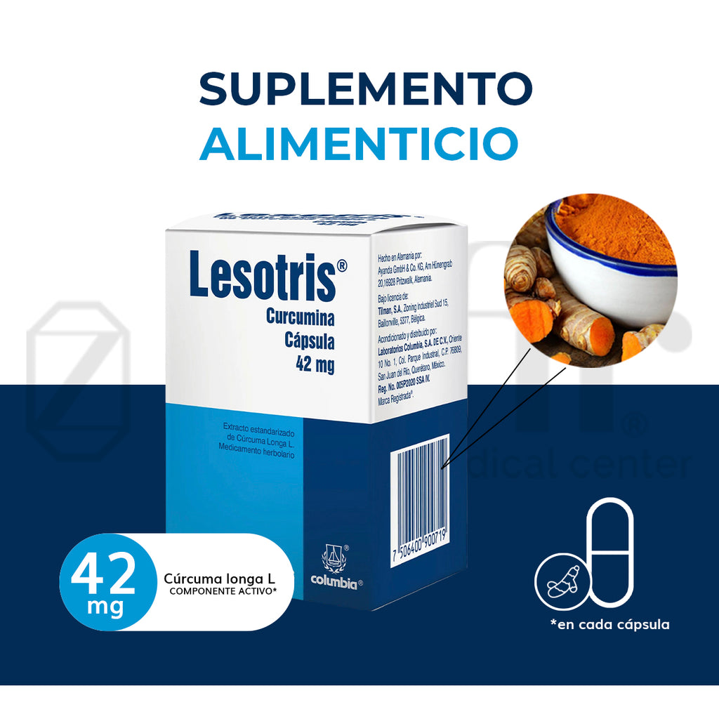 LESOTRIS EXTRACTO ESTANDARIZADO DE CÚRCUMA LONGA L. 42 MG 60 CAPSULAS