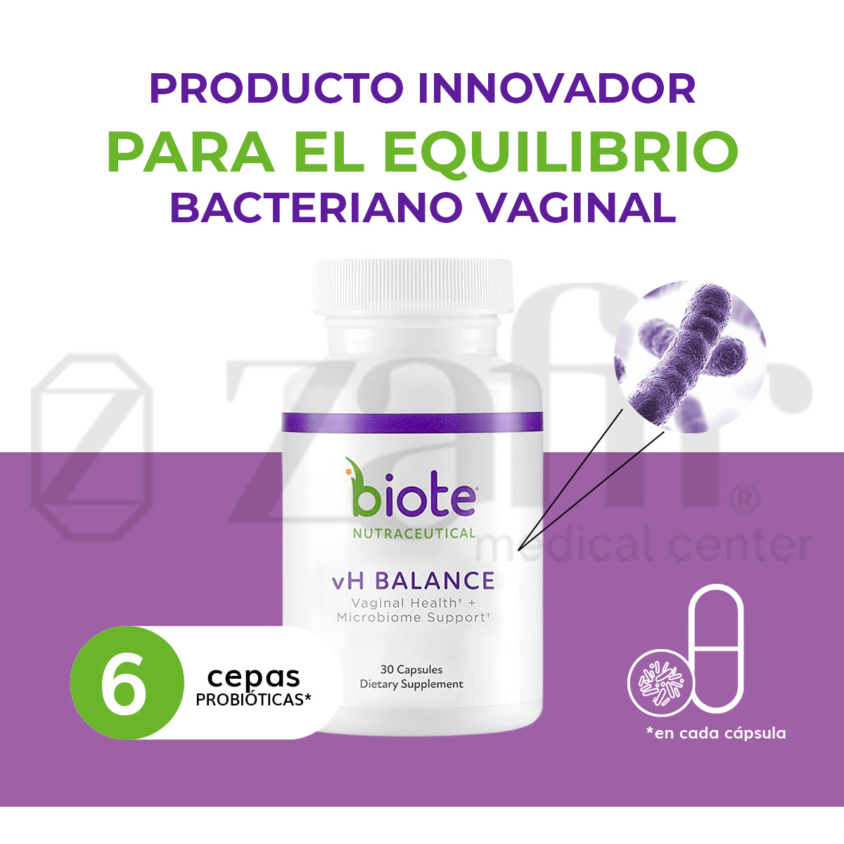 Biote Nutraceutical vH Balance - Salud Vaginal (30 cápsulas)