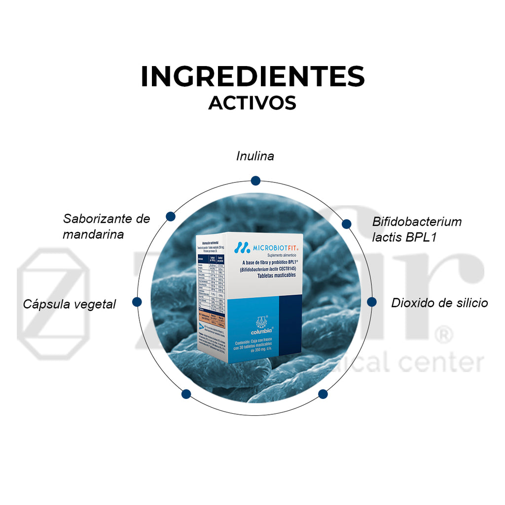 Columbia Microbiot Fit A Base De Fibra Y Probiótico BPL1 30 Cápsulas Masticables.