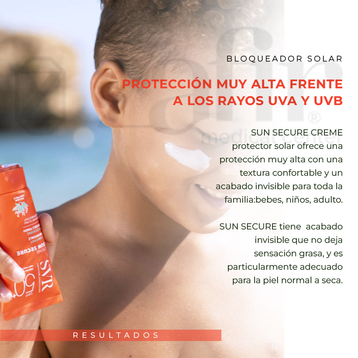 Protector Solar SPF50+ En Crema Sun Secure Creme SVR Para Toda La Familia - Zafir Medical Center