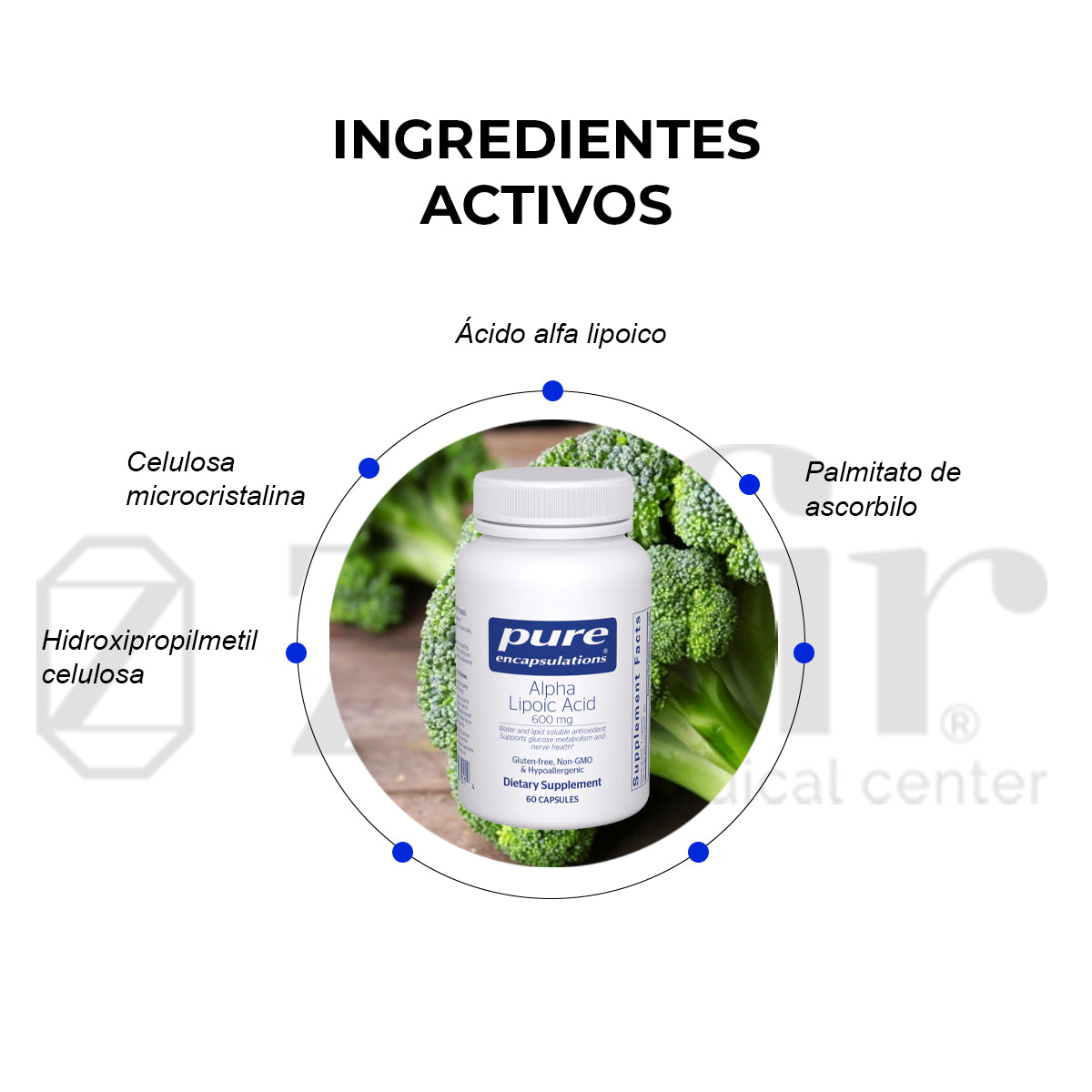 Pure Encapsulations Alpha Lipoic Acid 600 mg / 60 cápsulas