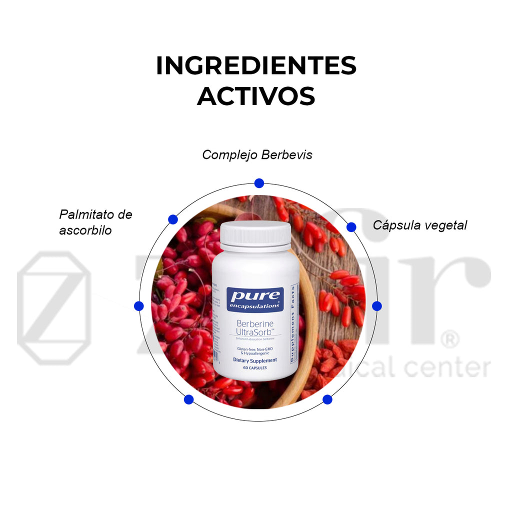 Pure Encapsulations Berberine UltraSorb 60 cápsulas.