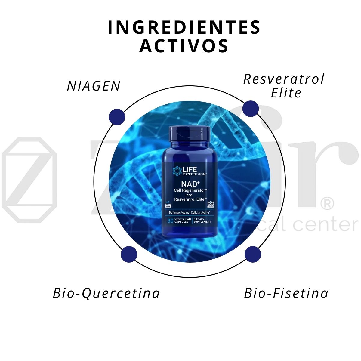Life Extension NAD + Cell Regenerator and Resveratrol Elite 30 cápsulas