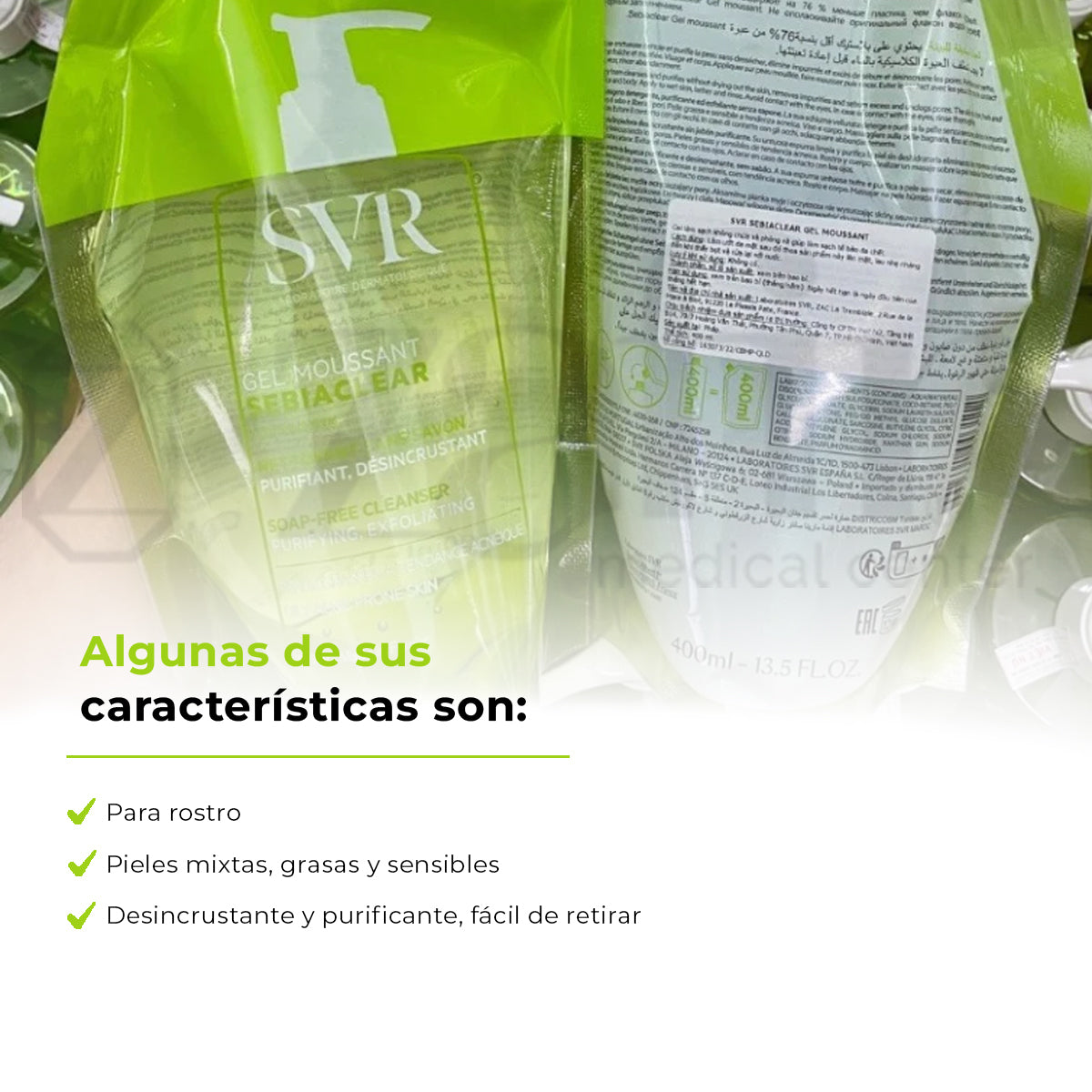 Svr Sebiaclear Gel Moussant 400ml Eco-refil