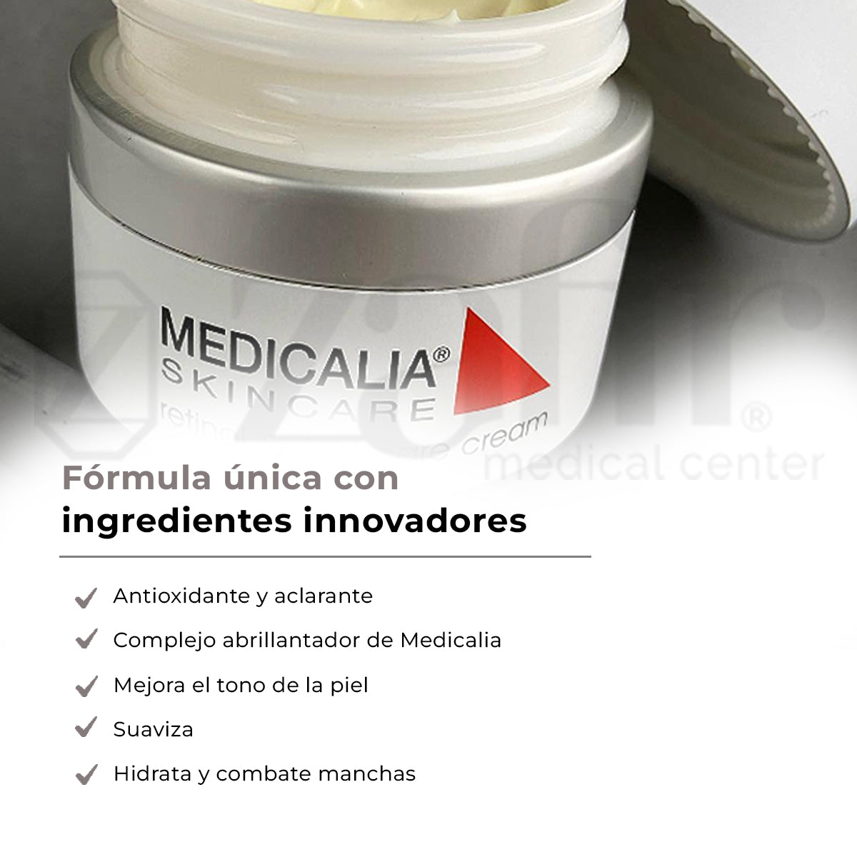 Medicalia. Lightening Cream, crema despigmentante que unifica el tono de piel. 50 ml - Zafir Medical Center
