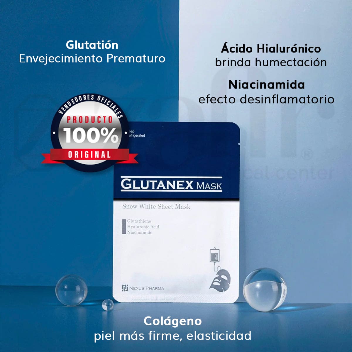 Glutanex MASK 15 pzs Mascarilla Aclarante y Antioxidante