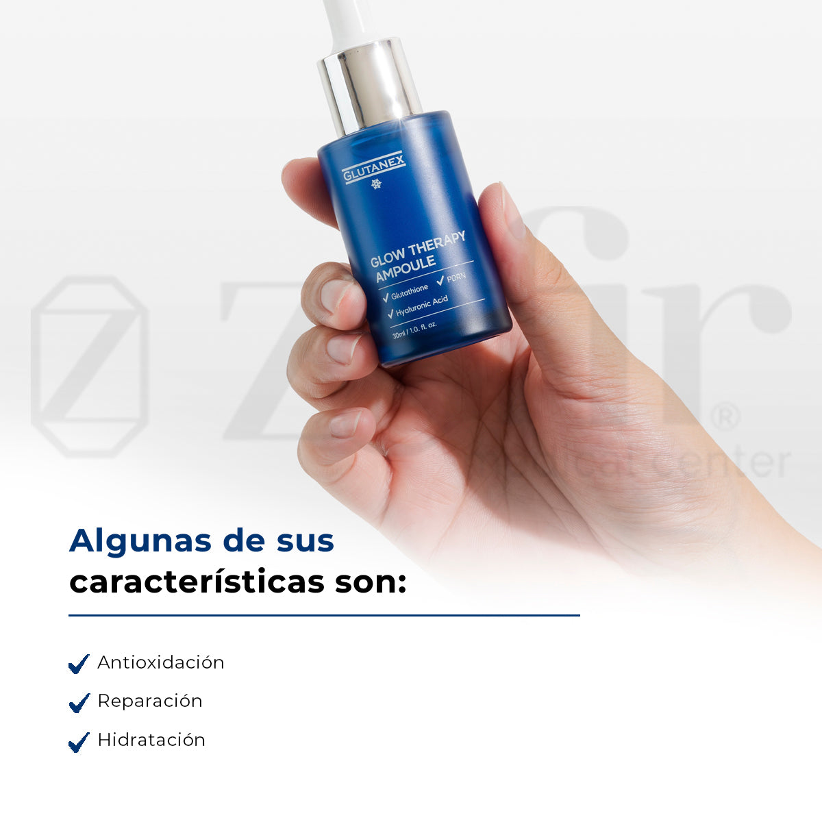 Glutanex Glow Therapy Ampoule Serum Hidraclarante Con Efecto Iluminador, Reparador y Antioxidante