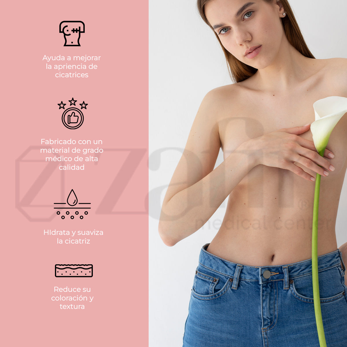 Scar Aid. Lámina De Silicón Grado Médico, Post-mastopexia