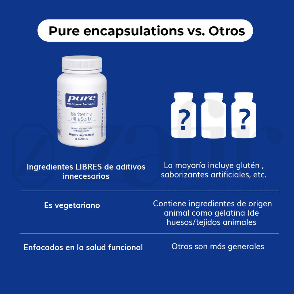 Pure Encapsulations Berberine UltraSorb 60 cápsulas.