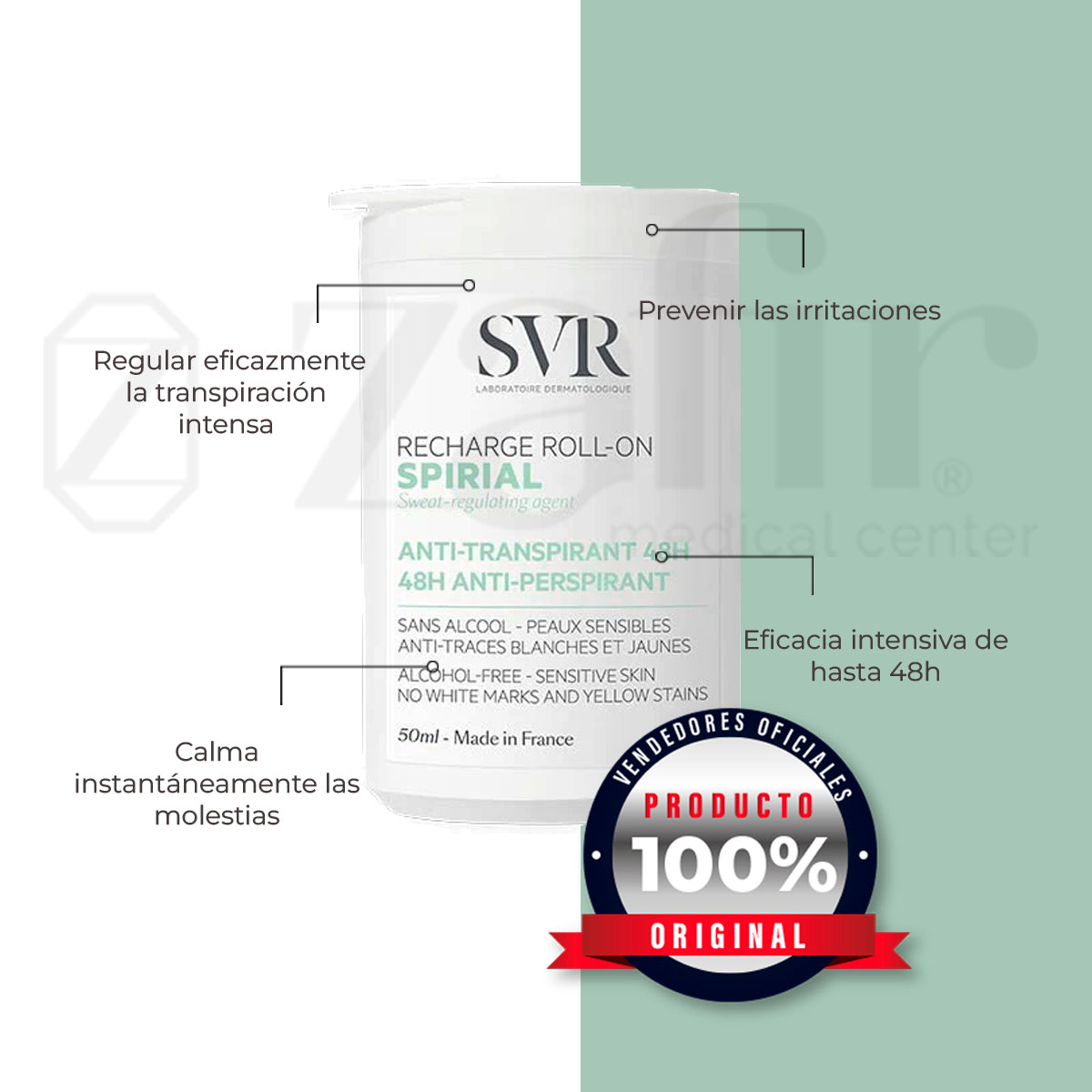 Antitranspirante Extra Efectivo Svr Roll On 48hrs No Irrita