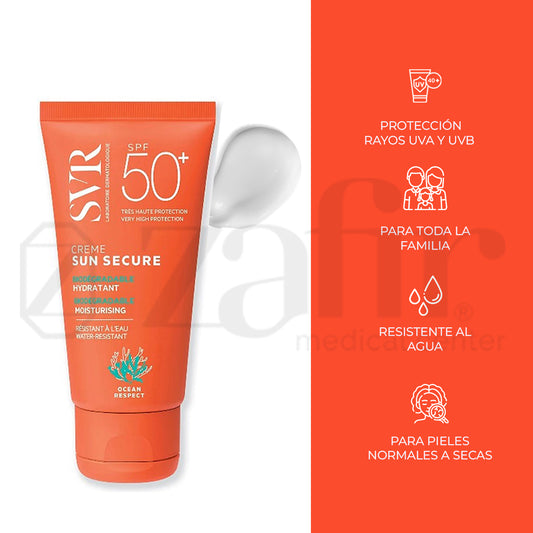 Protector Solar SPF50+ En Crema Sun Secure Creme SVR Para Toda La Familia - Zafir Medical Center