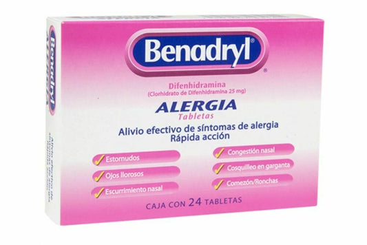 BENADRYL 25MG 24 TABS | DIFENHIDRAMINA 25MG