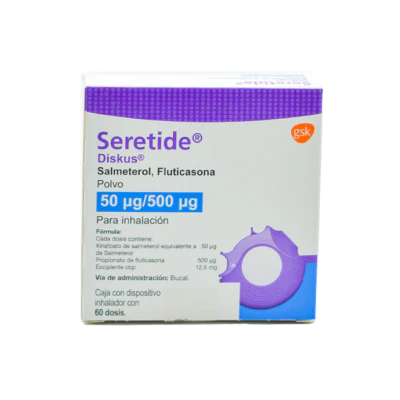 SERETIDE DISKUS 60 DOSIS 50/500MCG | SALMETEROL / FLUTICASONA