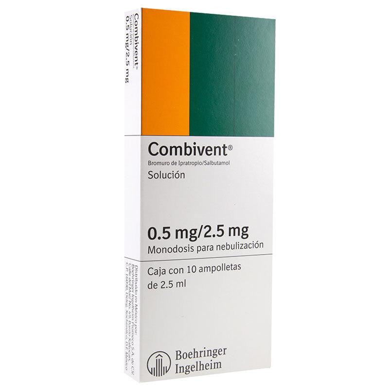 COMBIVENT NEBULIZACIÓN .5/2.5MG 10 AMPOLLETAS 2.5 ML | IPRATROPIO / SA ...