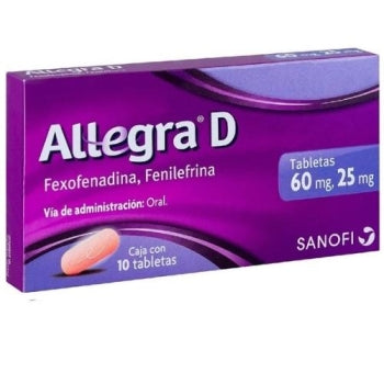 ALLEGRA D 60 25MG 10 TABS | FEXOFENADINA / FENILEFRINA