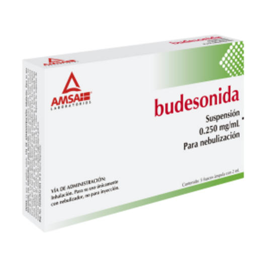 BUDESONIDA 0.250MG/ 2ML 5 AMPULAS CON 2 ML AMSA