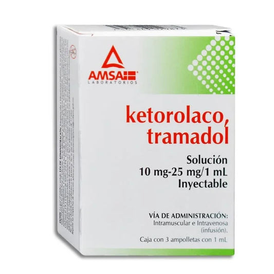 KETOROLACO / TRAMADOL SOL 10 MG - 25 MG MG /1 ML INY 3 AMP  AMSA