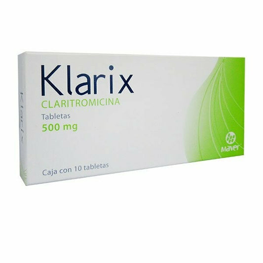 CLARITROMICINA 500MG 10 TABLETAS KLARIX