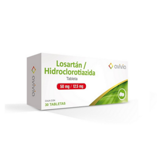 LOSARTÁN/HIDROCLOROTIAZIDA 50 MG/12.5MG 30 TABLETAS AVIVIA