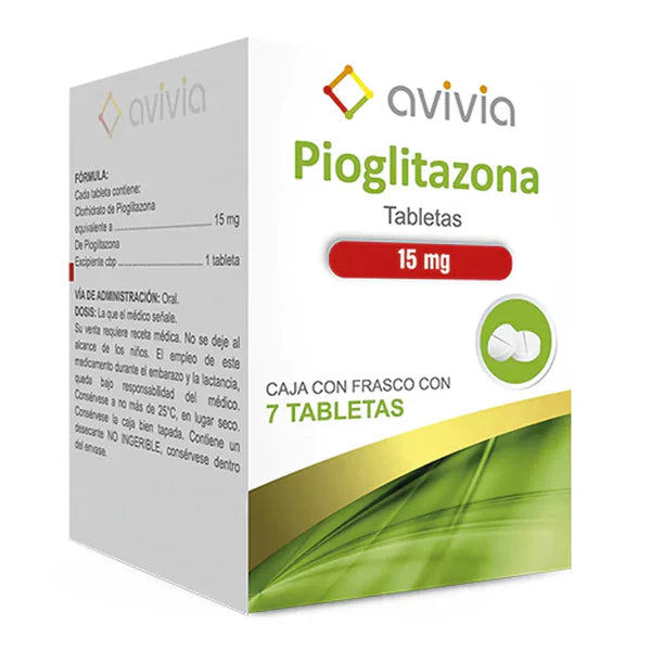 PIOGLITAZONA 15MG  CON 7 TBAS  AVIVIA