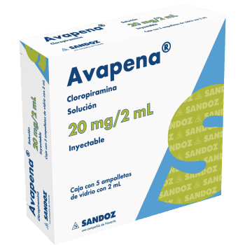 AVAPENA INYECTABLE 20MG/2ML 5 AMPOLLETAS | CLOROPIRAMINA 20MG