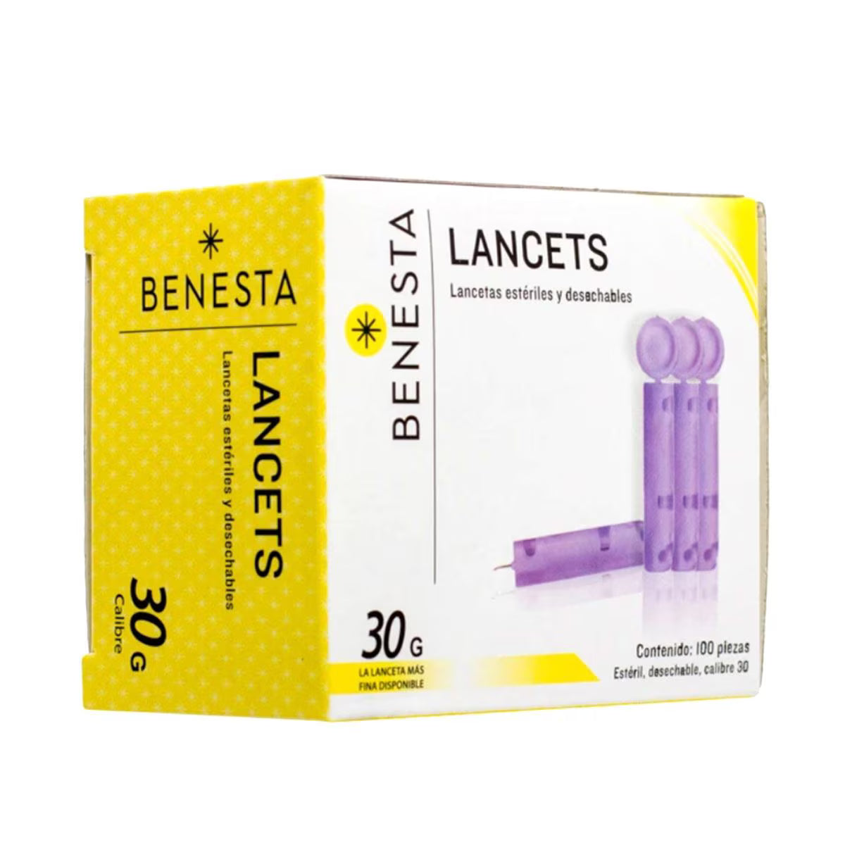 Benesta 100 Lancetas Universales Glucosa Estériles 30g