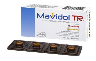 MAVIDOL TR (KETOROLACO 10 MG /TRAMADOL 25 MG) 4 TABLETAS. MAVI