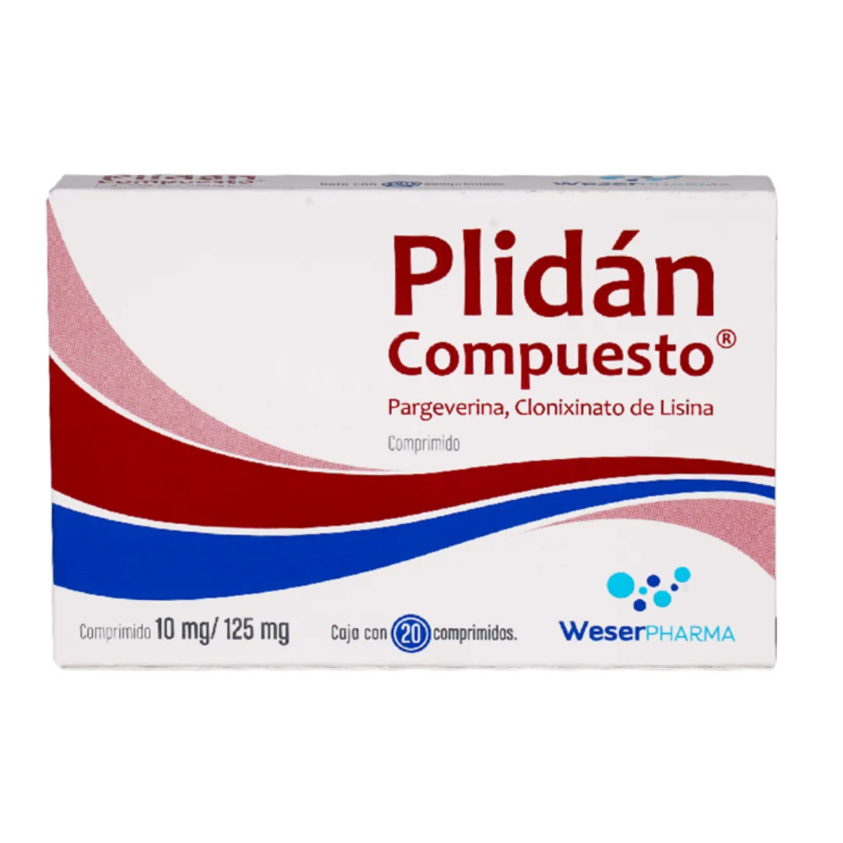 PLIDAN COMPUESTO (PARGEVERINA 10 MG/ CLONIXINATO DE LISINA 125 MG). CAJA CON 20 TABLETAS
