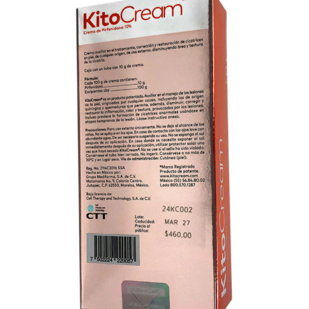 KITOCREAM. CREMA DE PIRFENIDONA. TUBO CON 10 G DE CREMA