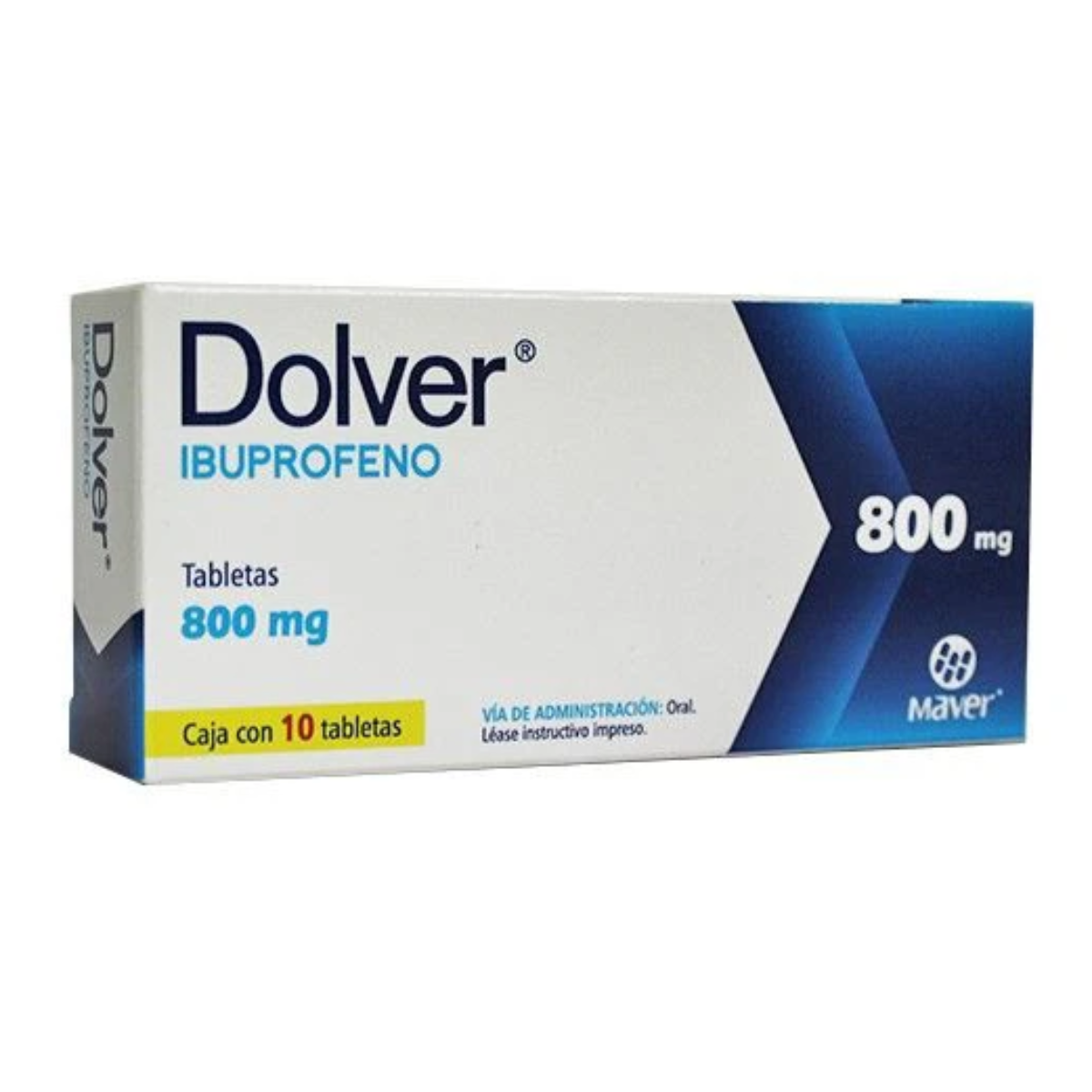 DOLVER. IBUPROFENO 800 MG. CAJA CON 10 TABLETAS