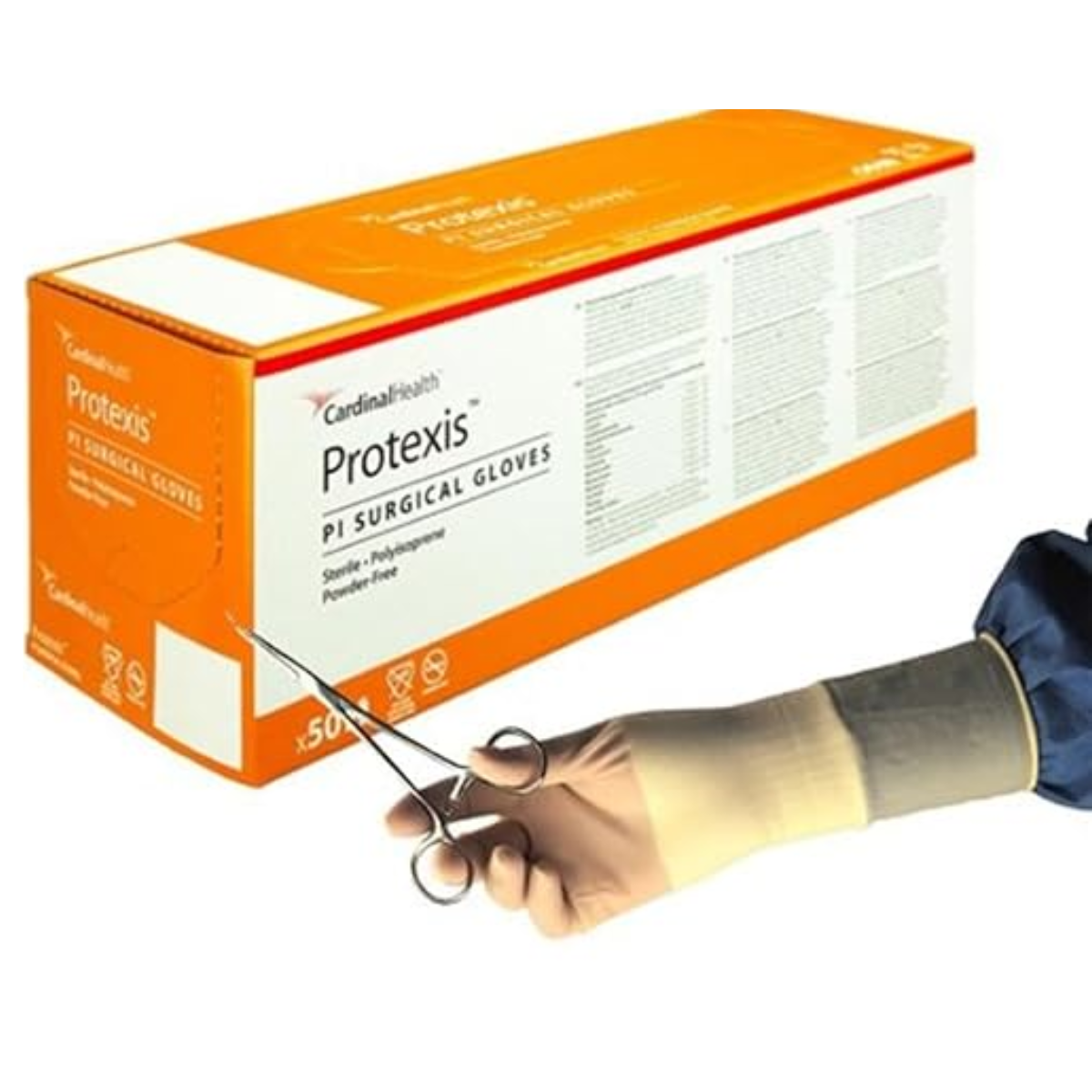 CAJA GUANTE CARDINAL HEALTH NARANJA DE LATEX PROTEXIS #7.5 / CONTIENE 50 PARES