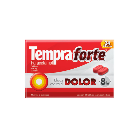 TEMPRA FORTE. PARACETAMOL 650 MG. CAJA CON 24 TABLETAS