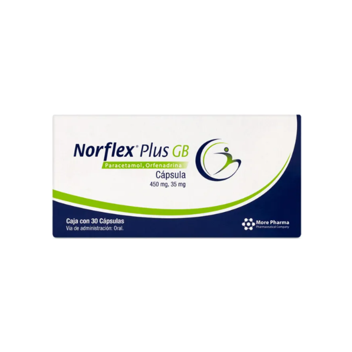 NORFLEX PLUS GB. PARACETAMOL 450 MG/ORFENADRINA 35 MG. CAJA CON 30 CÁPSULAS