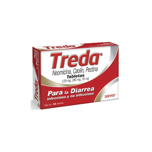 TREDA. NEOMICINA 129 MG/CAOLÍN 280 MG/PECTINA 30 MG. CAJA CON 10 TABLETAS