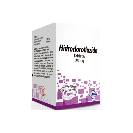 HIDROCLOROTIAZIDA 25 MG. FRASCO CON 20 TABLETAS