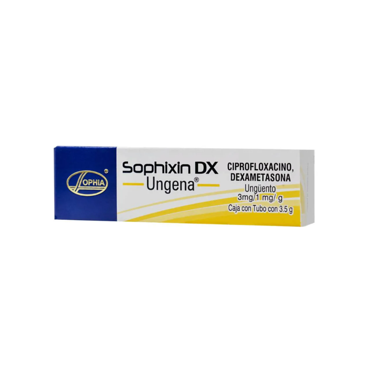 SOPHIXIN DX UNGENA. CIPROFLOXACINO, DEXAMETASONA 3MG/1MG/G. UNGÜENTO. TUBO CON 3.5 G
