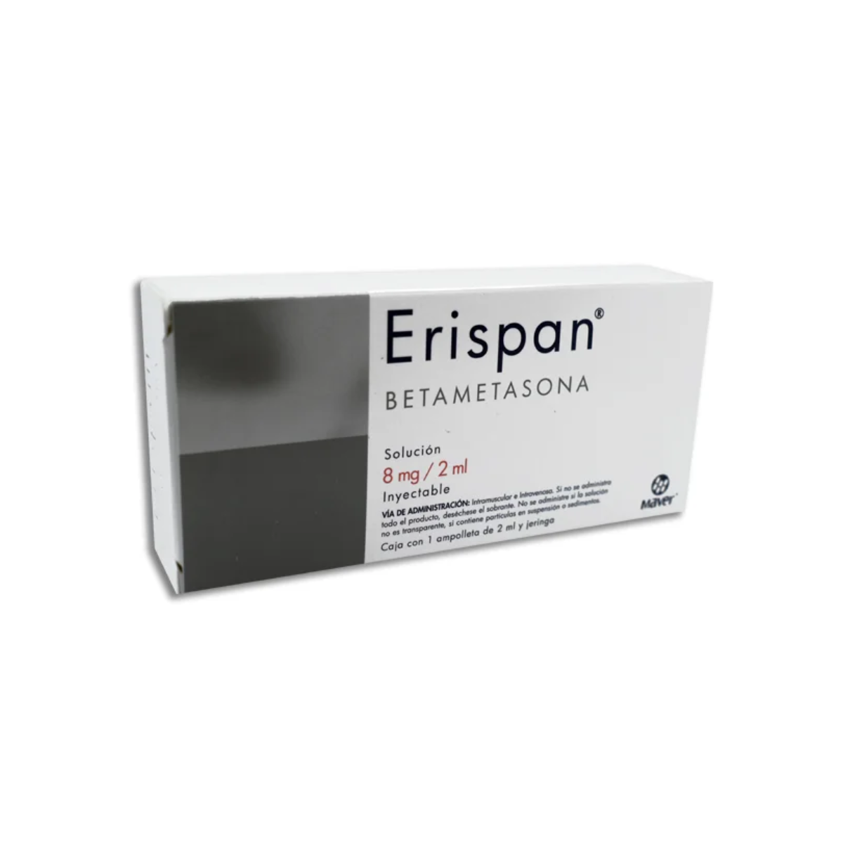 ERISPAN. BETAMETASONA 8 MG/2 ML. INYECTABLE. CAJA CON UNA AMPOLLETA DE 2 ML Y JERINGA