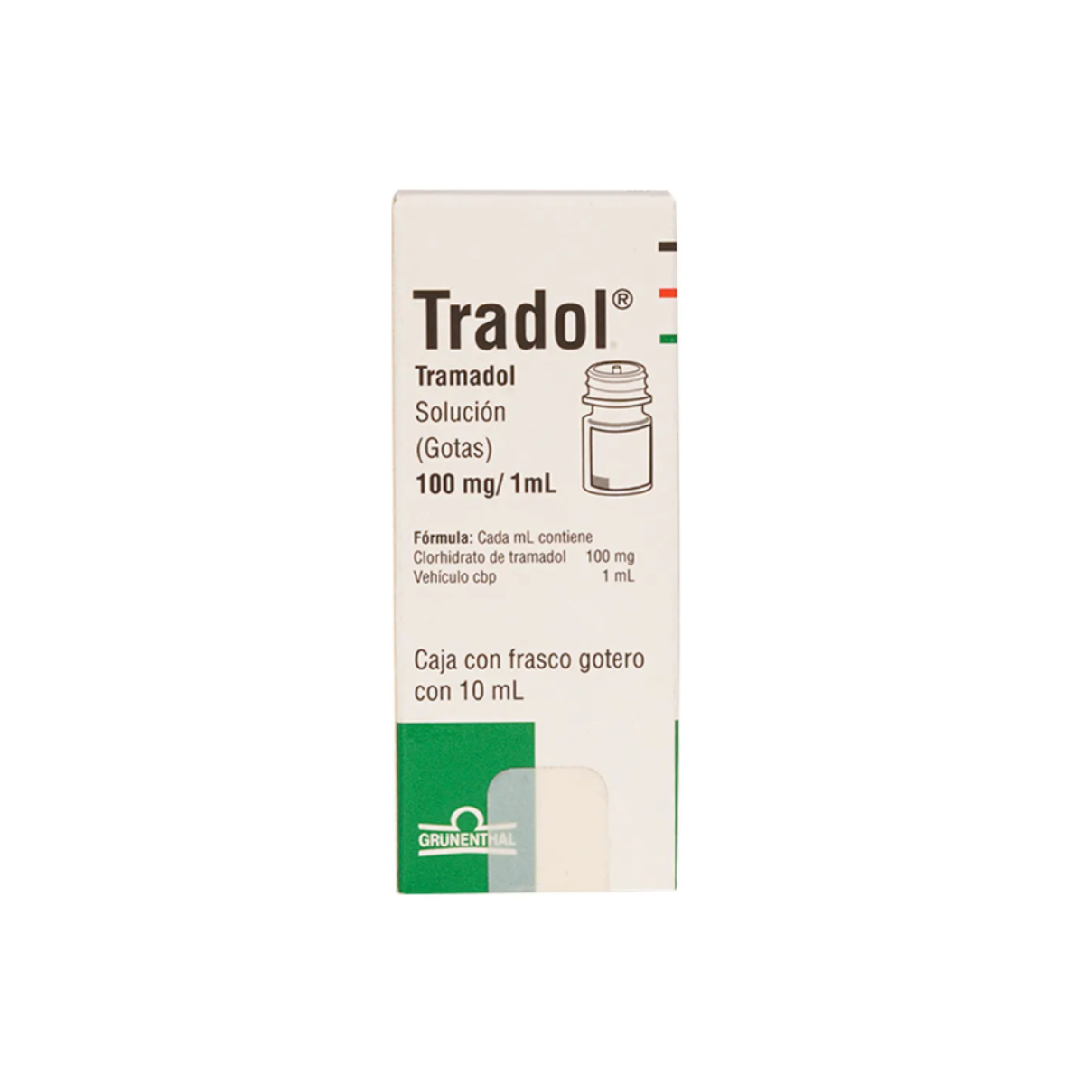 TRADOL. TRAMADOL 100MG/1ML. SOLUCIÓN GOTAS. FRASCO GOTERO CON 10 ML