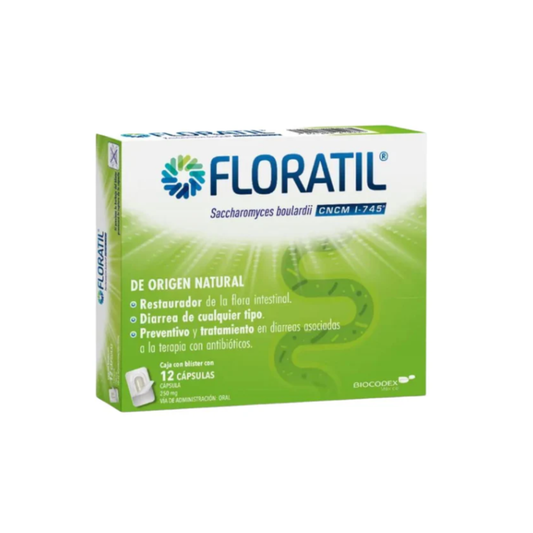 FLORATIL. SACCHAROMYCES BOULARDII 250 MG. CAJA CON BLÍSTER CON 12 CÁPSULAS