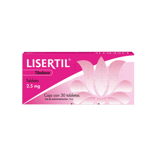 LISERTIL. TIBOLONA 2.5 MG. CAJA CON 30 TABLETAS