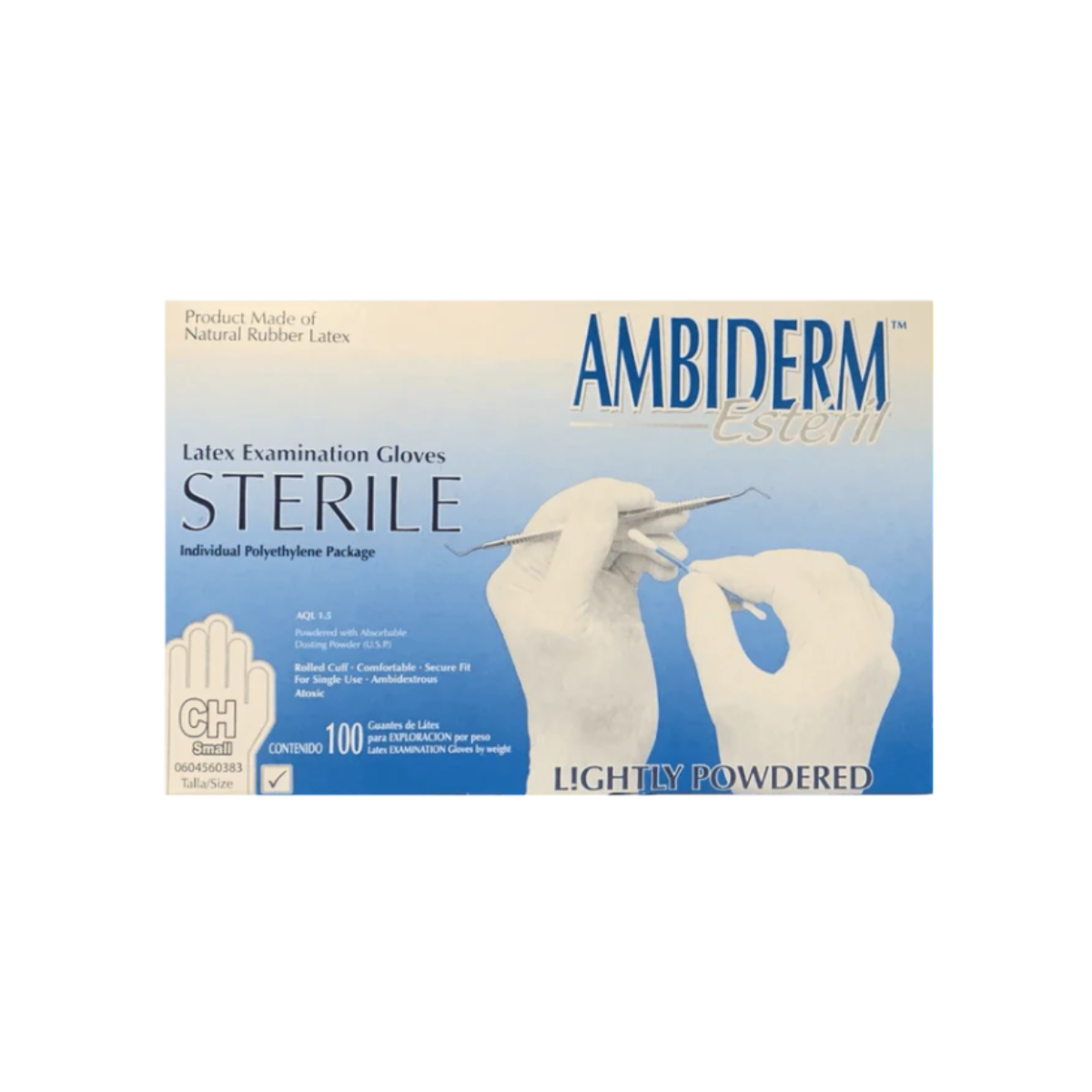 GUANTES DE LATEX PARA EXPLORACION ESTERIL. TALLA "CH". (AMBIDERM)