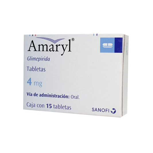 AMARYL. GLIMEPIRIDA 4 MG. CAJA CON 15 TABLETAS
