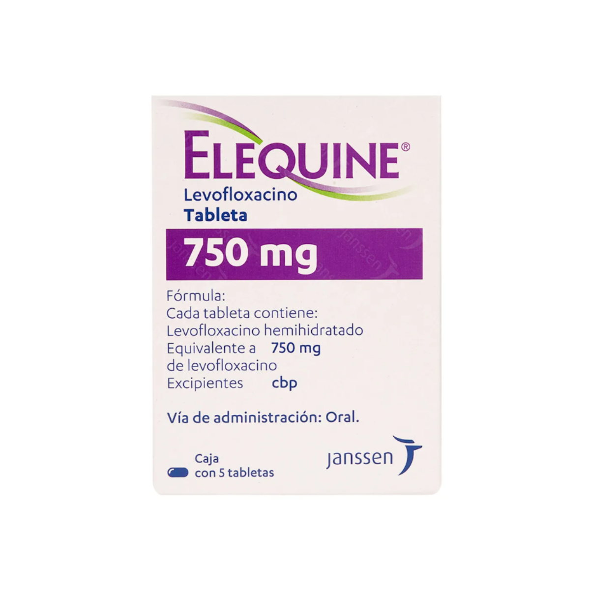 ELEQUINE. LEVOFLOXACINO 750 MG. CAJA CON 5 TABLETAS