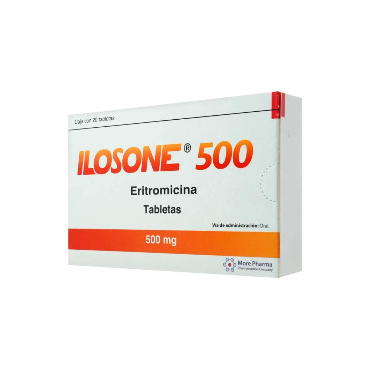 ILOSONE 500. ERITROMICINA 500 MG. CAJA CON 20 TABLETAS