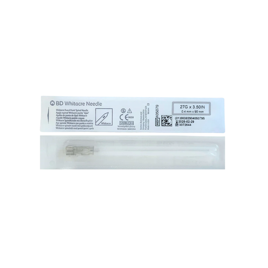 AGUJA WHITACRE NEEDLE PARA ANESTESIA 27 G X 3.50 IN CORTA. CAJA CON 10 PIEZAS. (BD)