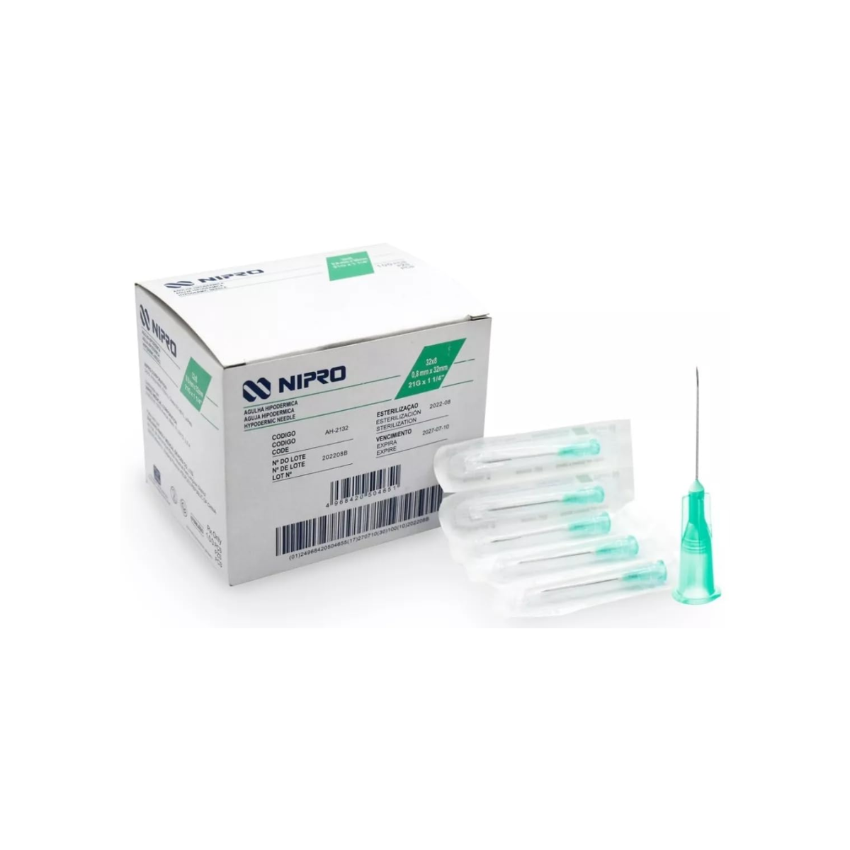 AGUJA HIPODERMICA 21GX32. CAJA CON 100 PIEZAS. (NIPRO)