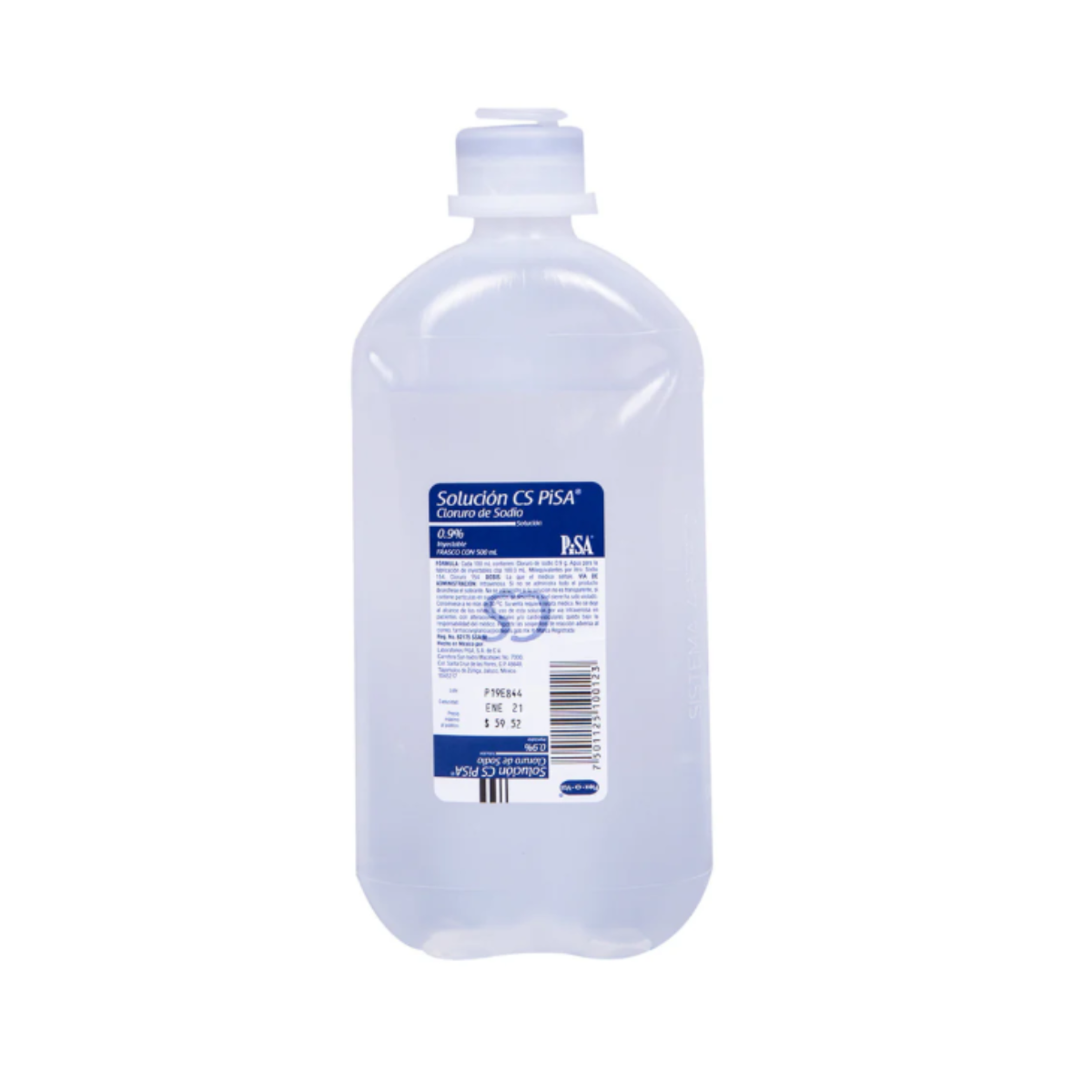 CLORURO DE SODIO 0.9% EN AGUA INYECTABLE 50 ML MINI OVAL. (PISA)