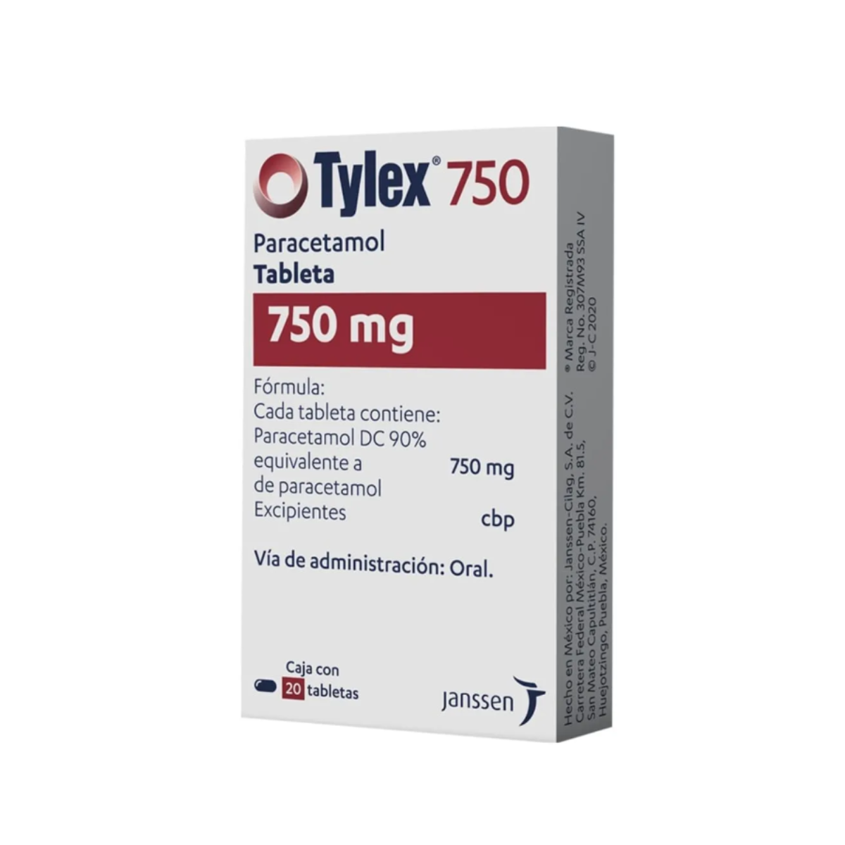 TYLEX. PARACETAMOL 750 MG. CAJA CON 20 TABLETAS