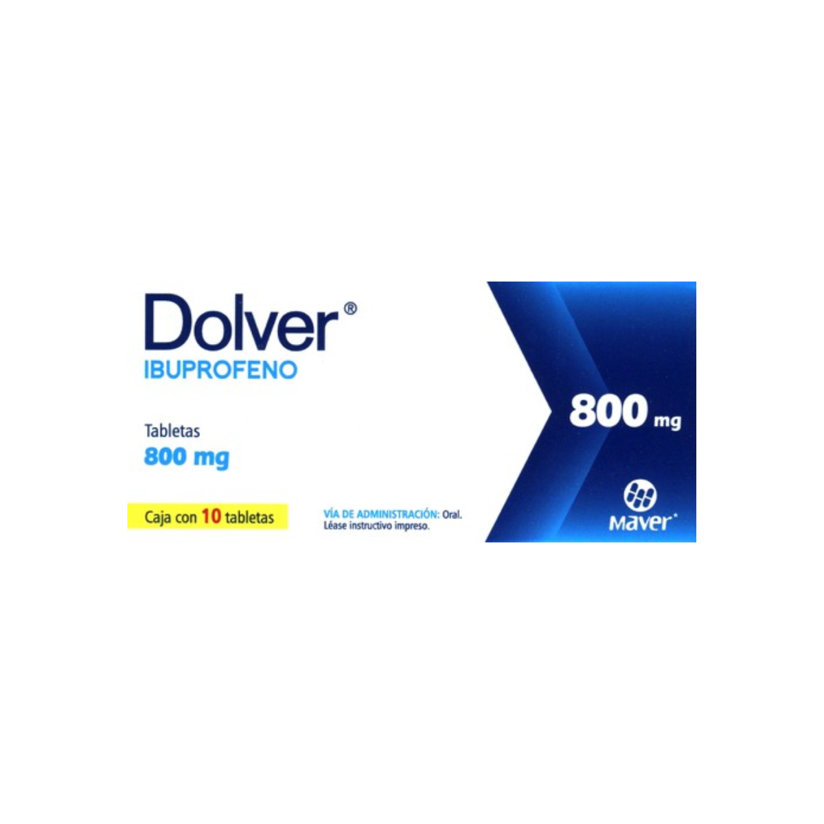 DOLVER. IBUPROFENO 800 MG. CAJA CON 10 TABLETAS